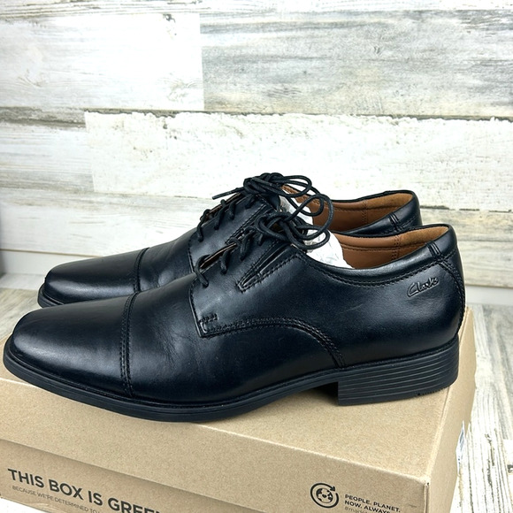 Clarks Tilden Cap Mens 9 Black Leather Oxford Work Dress Shoes NEW Comfort main image 5